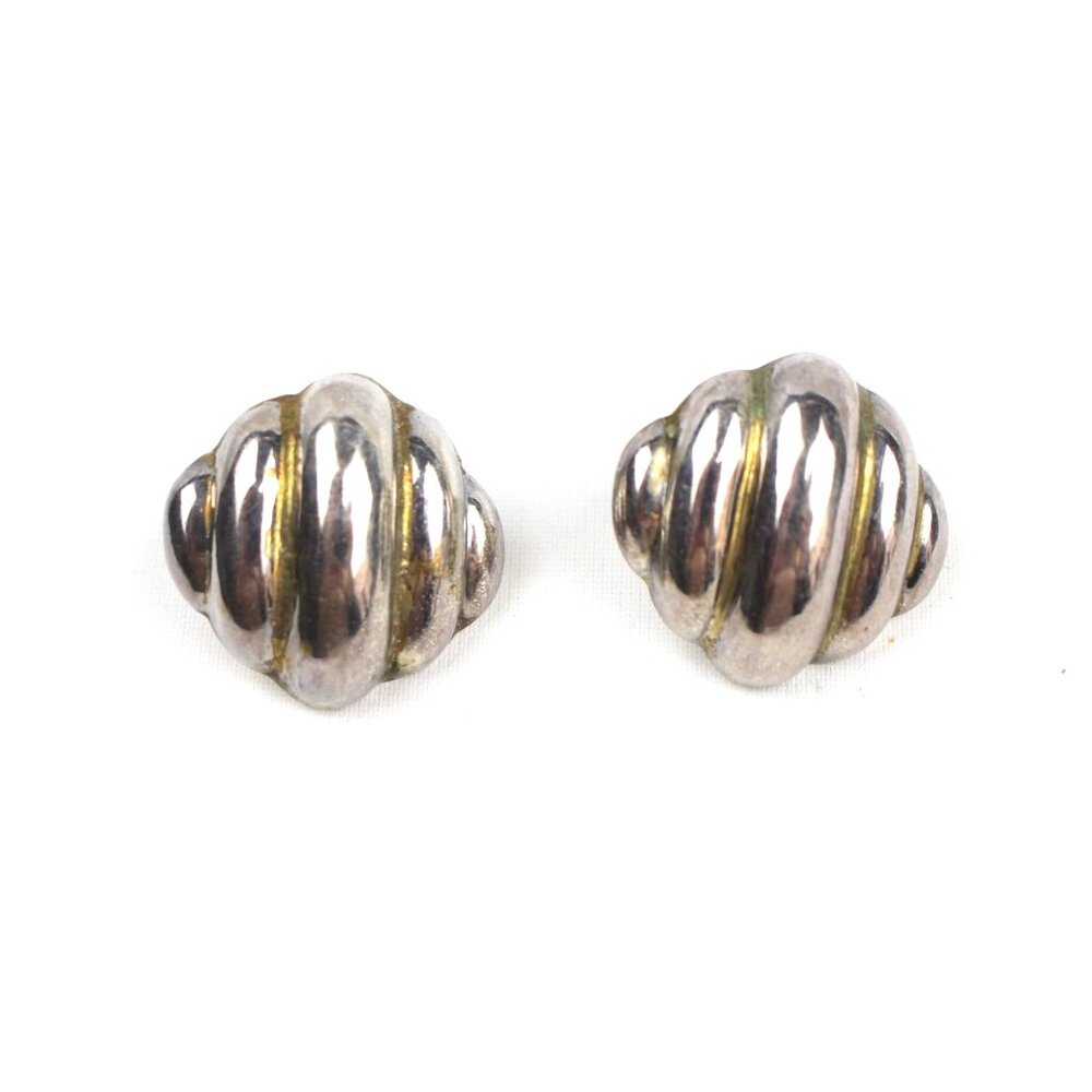 Vintage 925 Silver Shell Shaped Pierced Post Earrings VTG